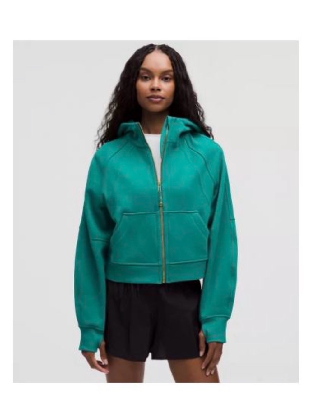 Lululemon Cropped Teal Zip Hoodie